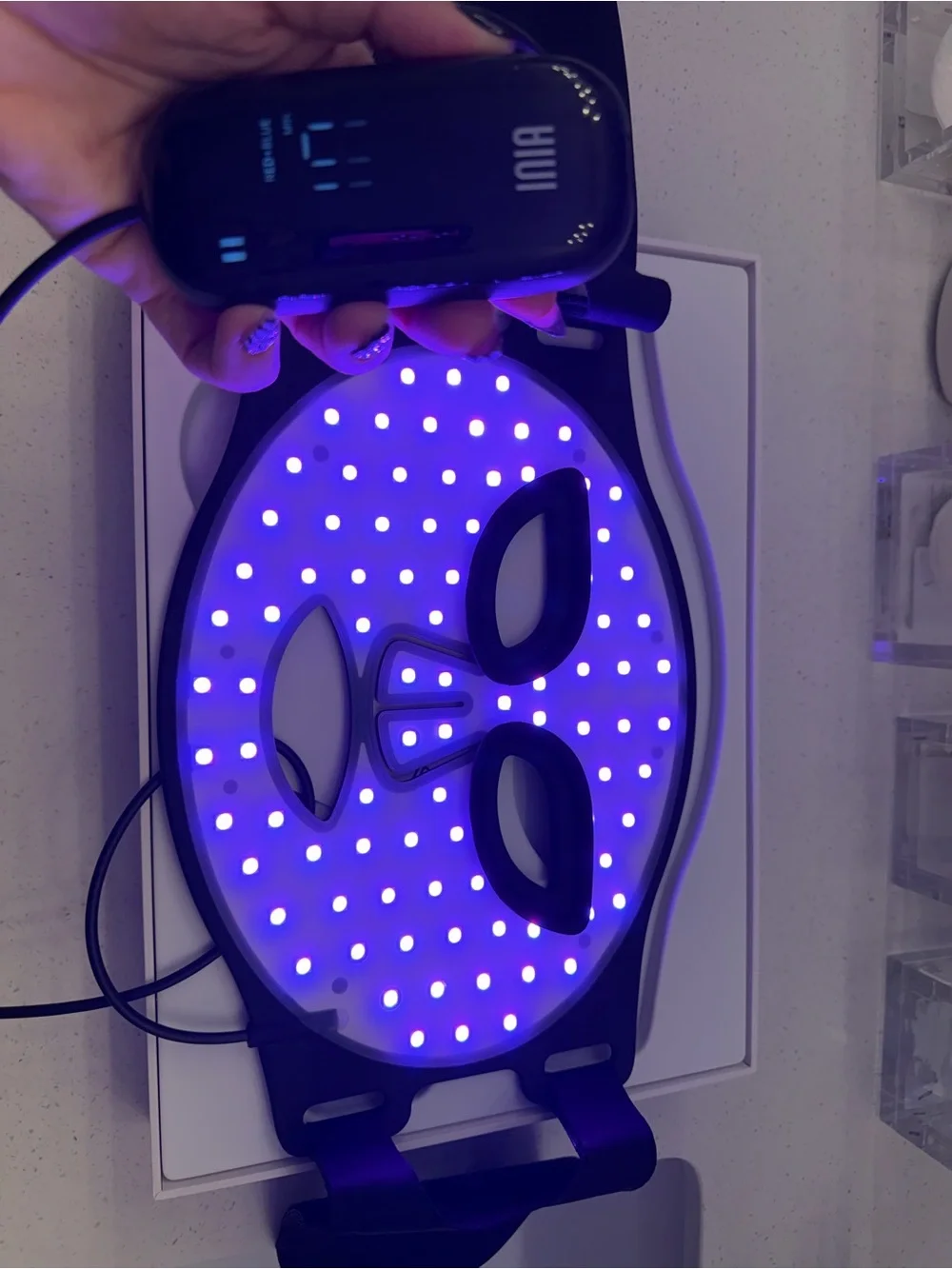 INIA Black & Gold LED Facial Mask for Women - Home Skincare Device